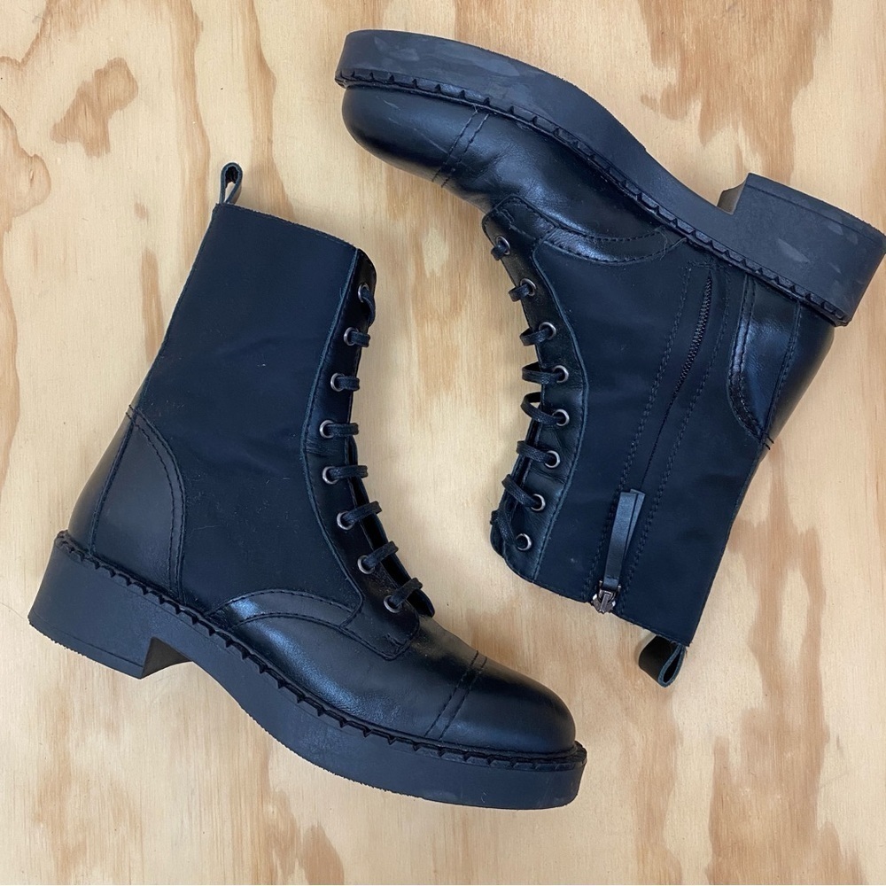 Theory Project Leather and Neoprene Chelsea Combat Boot